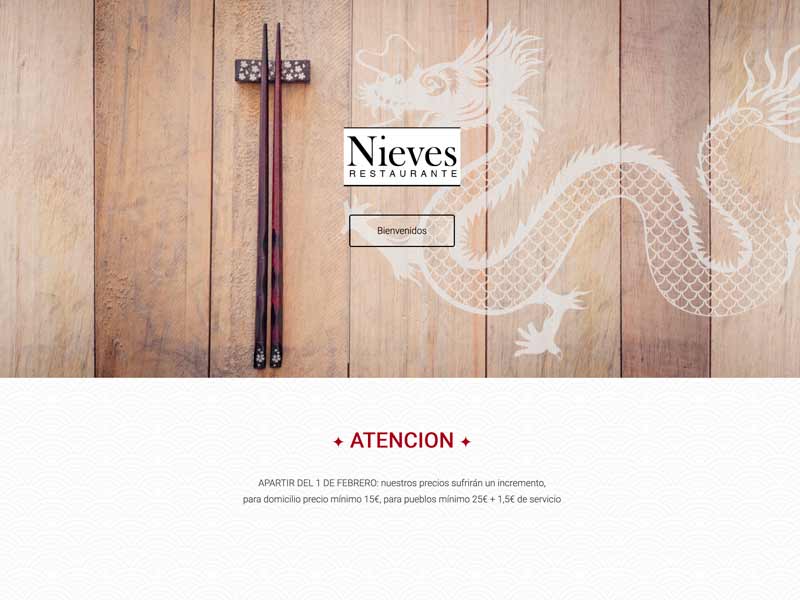 Diseño web para restaurante chino nieves